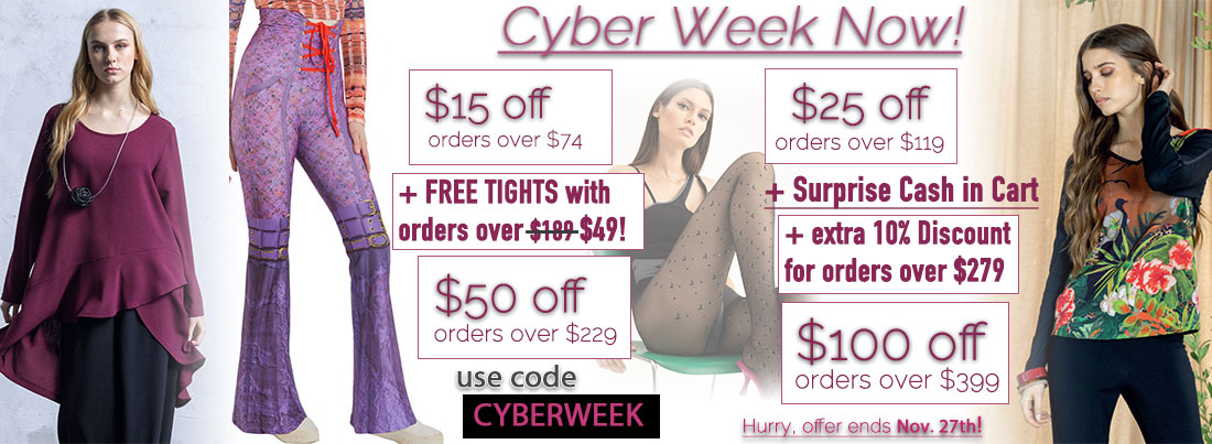 Cyber Week Now: $15 off orders over $74, $25 off orders over $119, $50 off orders over $229, $100 off orders over $399 + suprise cash in cart + extra 10% off orders $279