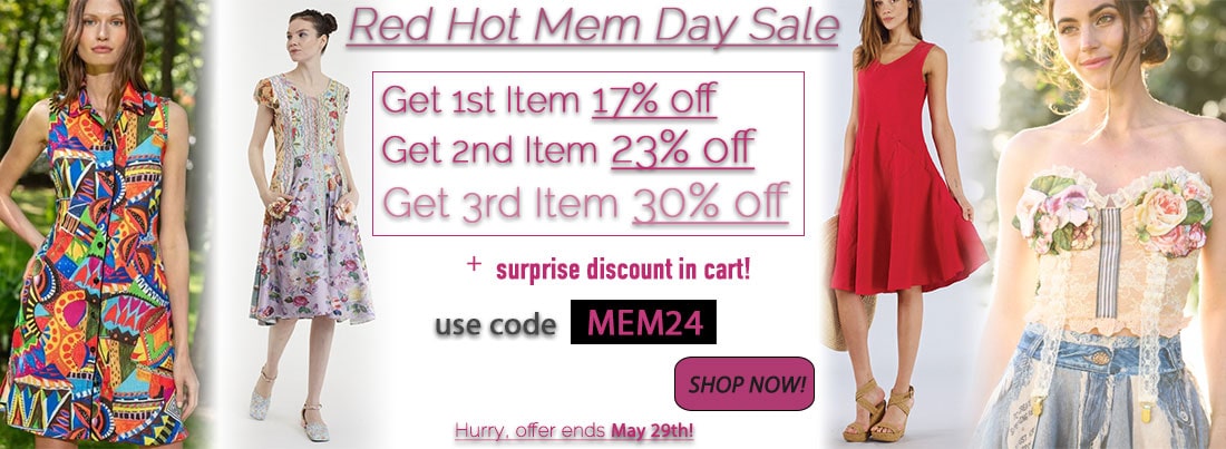 Red Hot Mem Day Sale: Get 1st Item 17% off, Get 2nd Item 23% off, Get 3rd Item 30% off