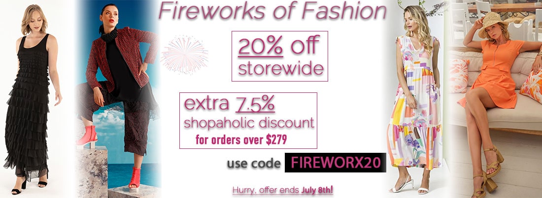Fireworks of Fashion: 20% off storewide + extra 7.5% shopaholic discount for orders over $279